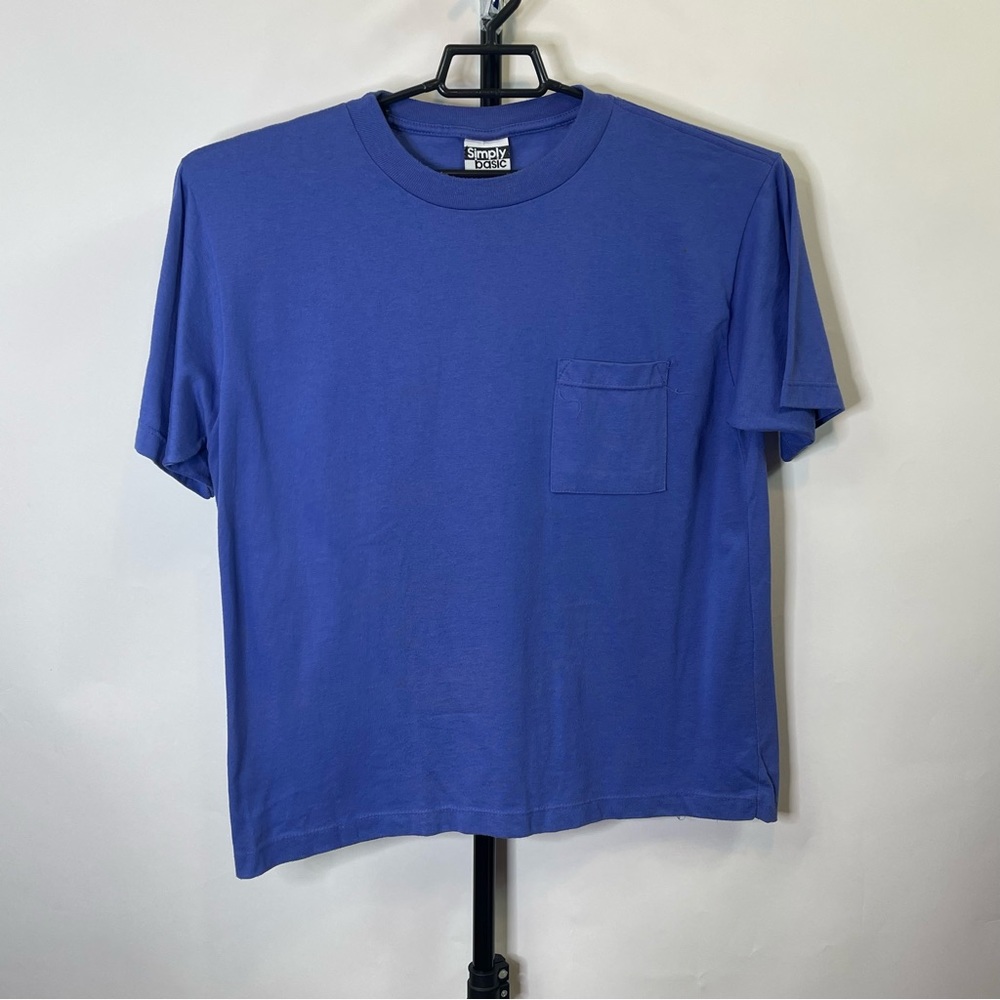 Vintage Simply Basic Purple Short Sleeve Shirt Size Large WOMENS